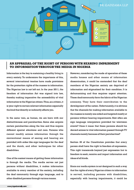 Cover of An Appraisal of the Right of Persons with Hearing Impairment to Information Through the Media In Nigeria