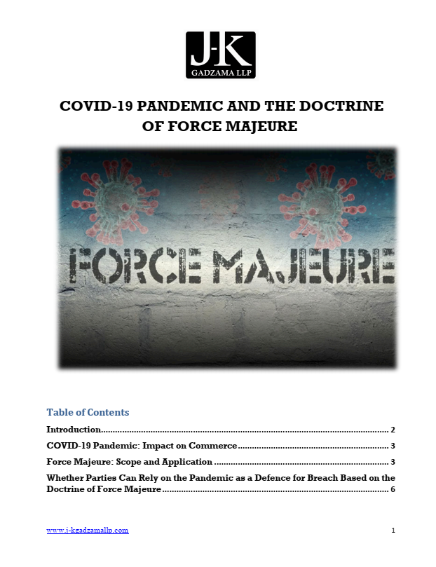 Cover of Covid-19 Pandemic and The Doctrine Of Force Majeure