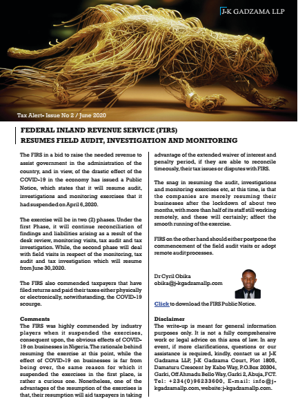 Cover of Federal Inland Revenue Servic (FIRS) Resumes Field Audit, Investigation and Monitoring