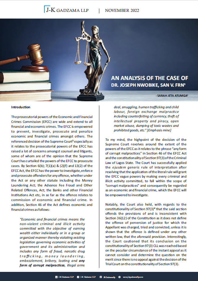 Cover of An Analysis of The Case of Dr. Joseph Nwobike, SAN V. FRN